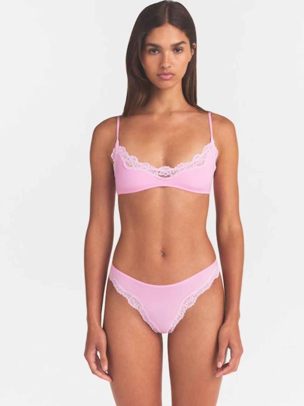 Skims Fits Everybody Lace Scoop Bralette in Bubblegum; Like New, Size Large